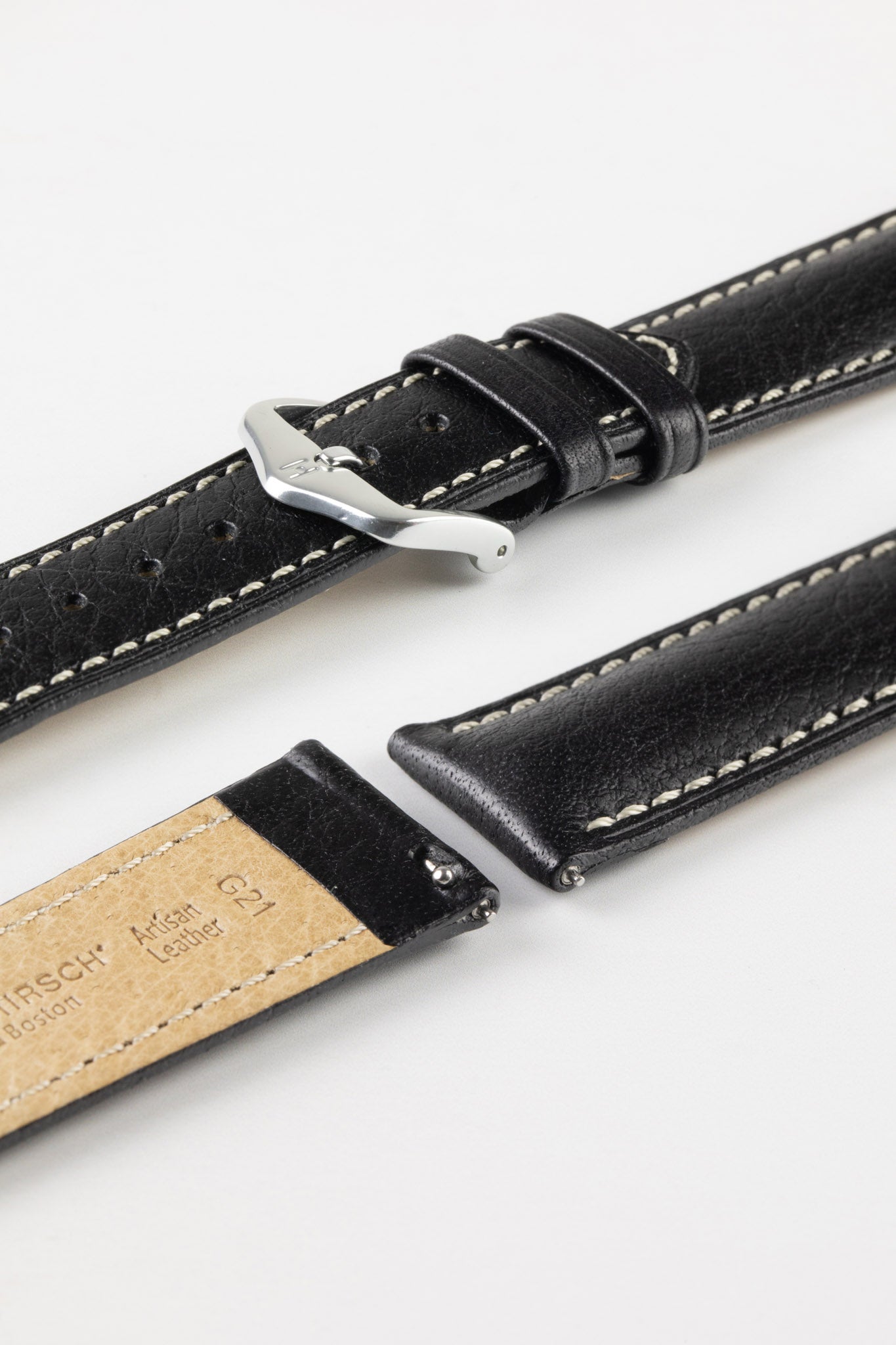 Hirsch Boston Black Buffalo Leather Watch Strap | HirschStraps – HS by ...