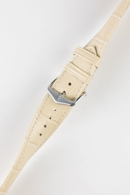 Hirsch DUKE Quick-Release Alligator Embossed Leather Watch Strap in BEIGE