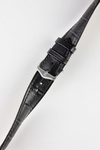 Hirsch DUKE Quick-Release Alligator Embossed Leather Watch Strap in BLACK