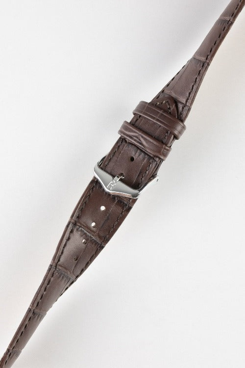 Hirsch DUKE Quick-Release Alligator Embossed Leather Watch Strap in BROWN