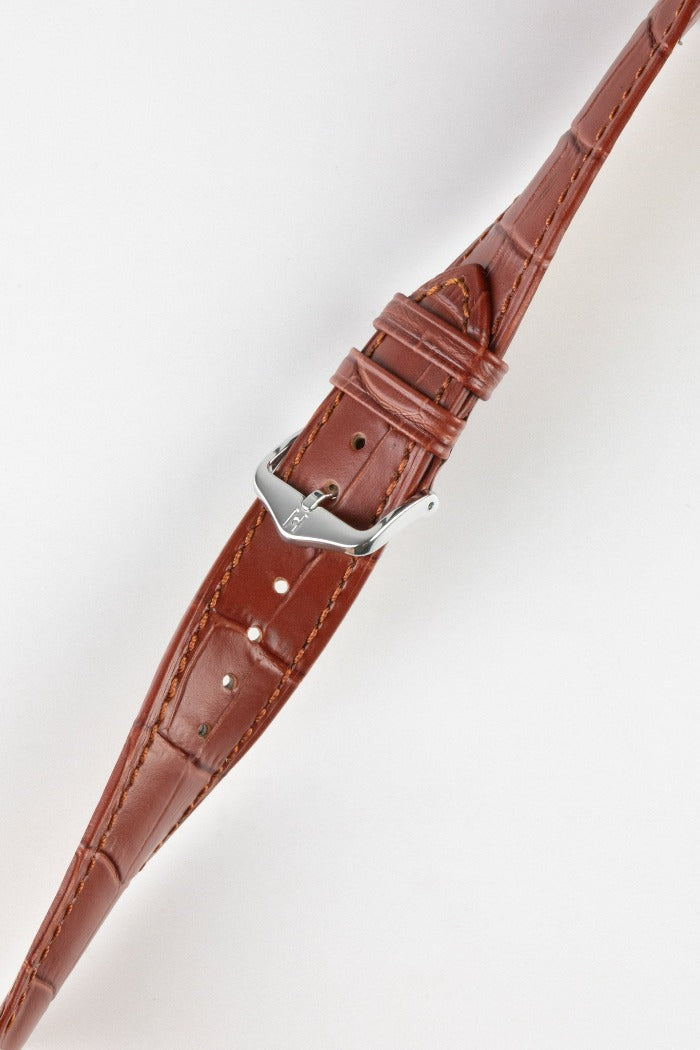 Hirsch DUKE Quick-Release Alligator Embossed Leather Watch Strap in GOLD BROWN