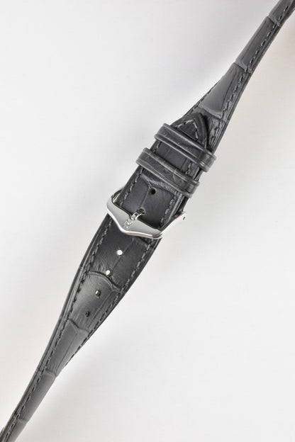 Hirsch DUKE Quick-Release Alligator Embossed Leather Watch Strap in GREY