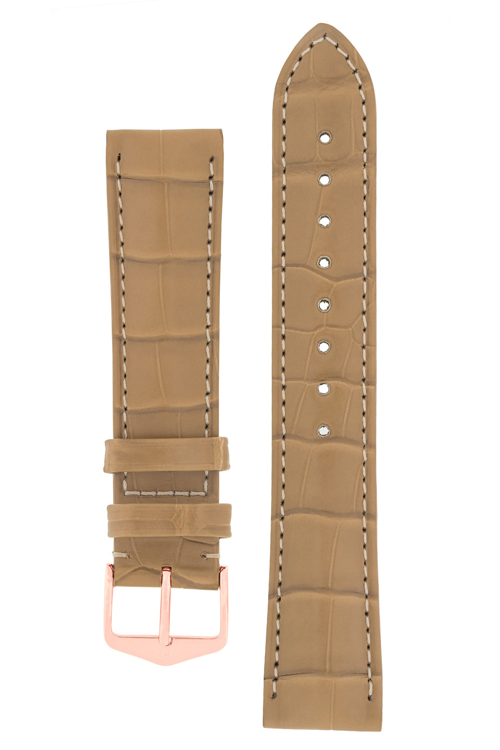 Hirsch EARL Genuine Alligator Watch Strap in BEIGE