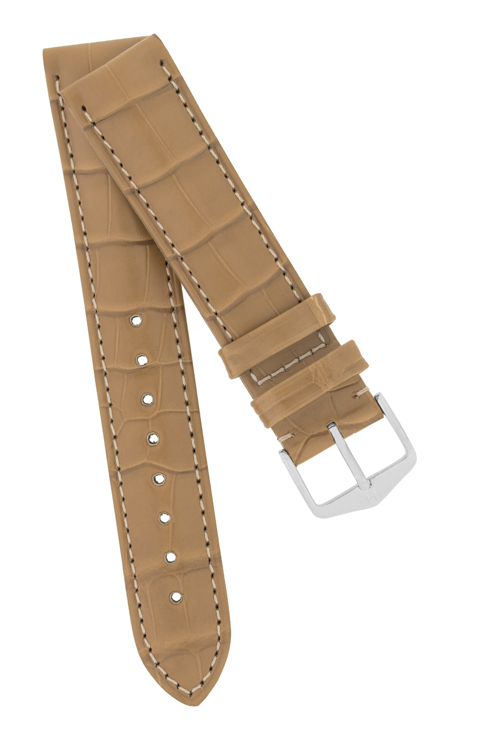 Hirsch EARL Genuine Alligator Watch Strap in BEIGE