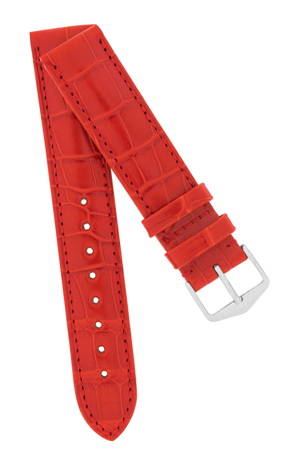 Hirsch EARL Genuine Alligator Watch Strap in RED