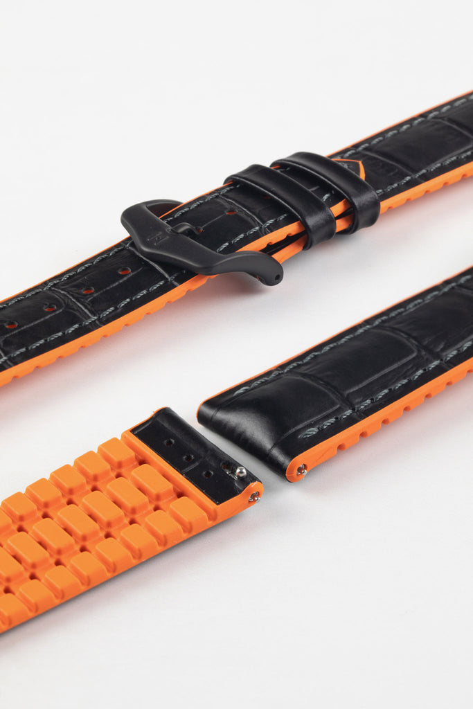 black and orange watch strap (black buckle)