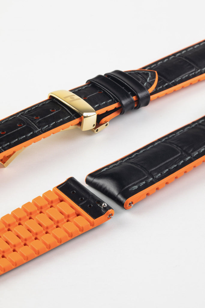 black and orange watch strap