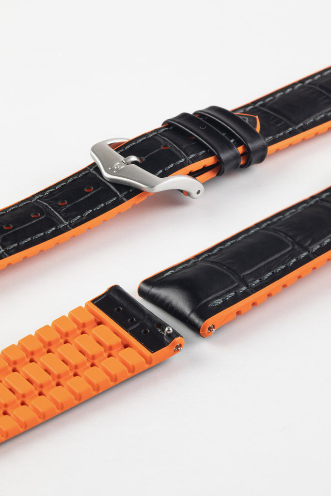 black and orange watch strap (silver buckle)