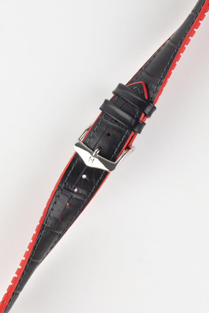 black and red watch strap (buckled)