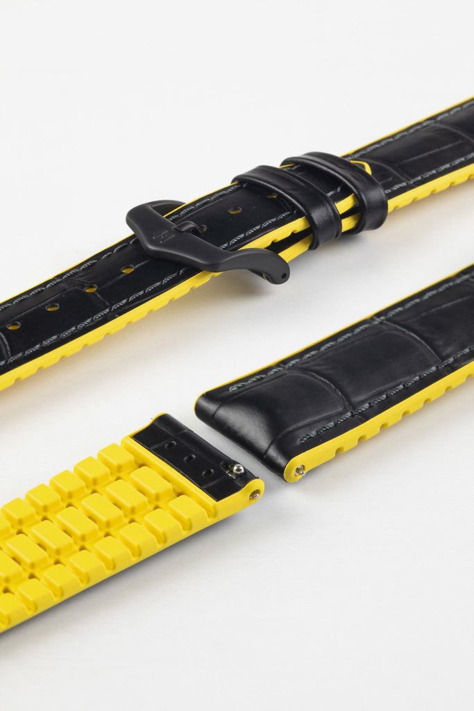 black and yellow watch strap (black buckle)