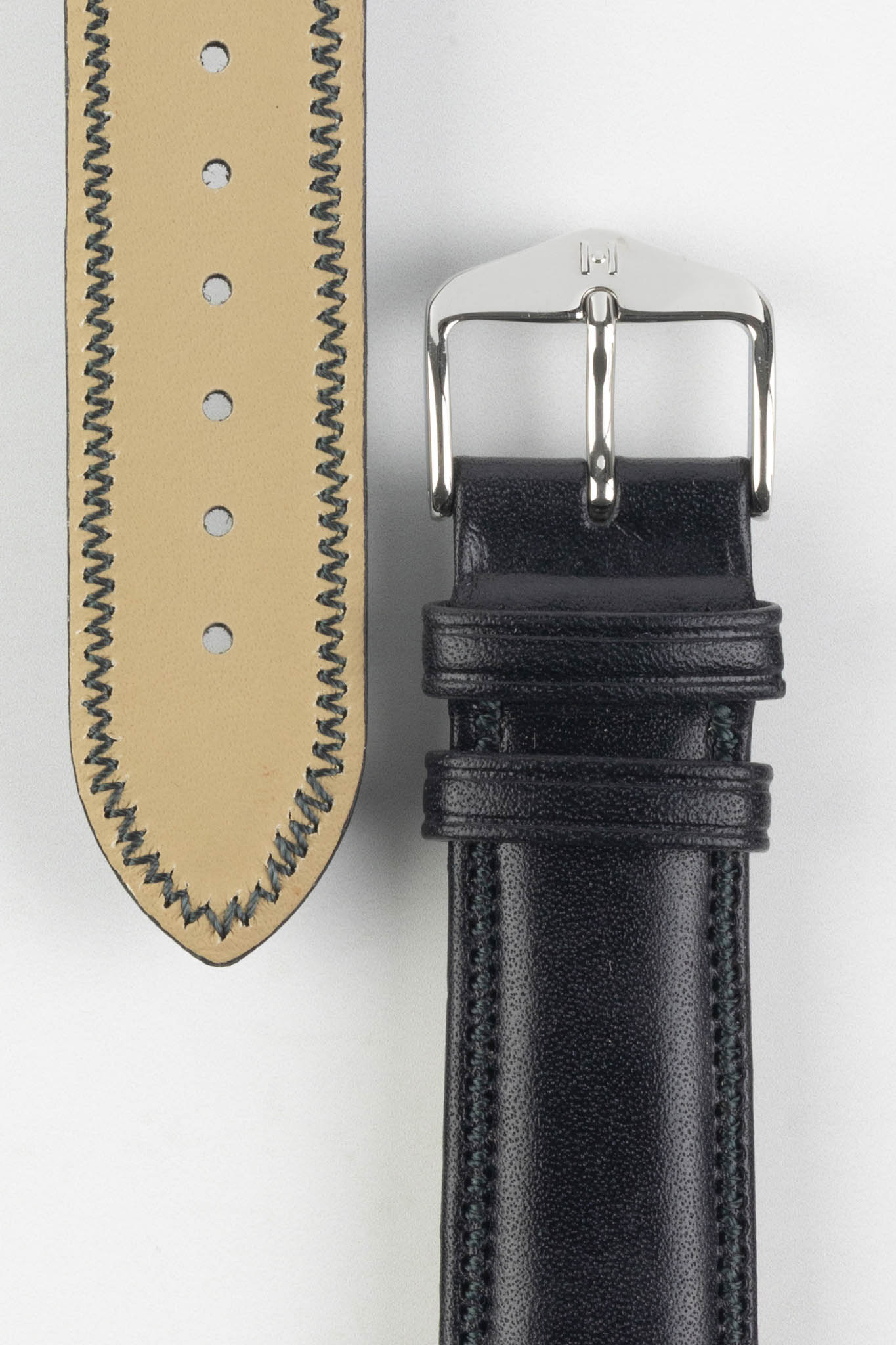 Hirsch ASCOT English Leather Watch Strap in BLACK