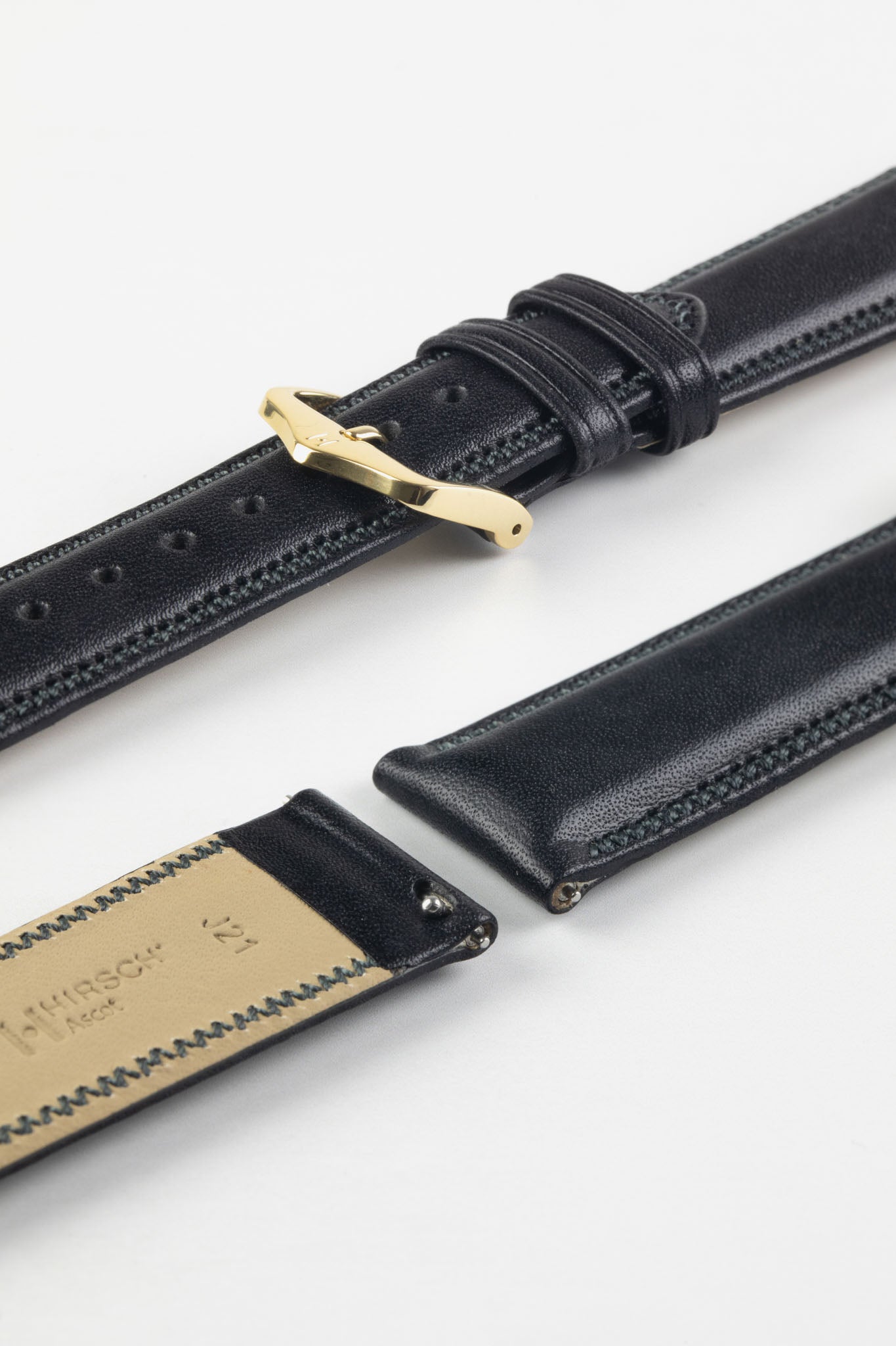 Hirsch ASCOT English Leather Watch Strap in BLACK | HirschStraps by WO ...