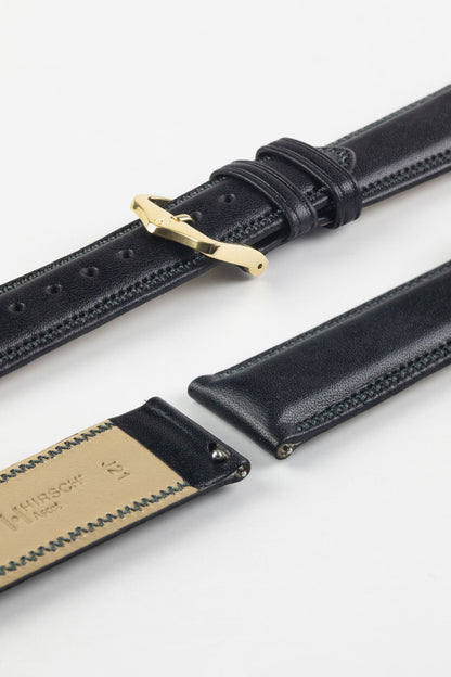 Hirsch ASCOT English Leather Watch Strap in BLACK