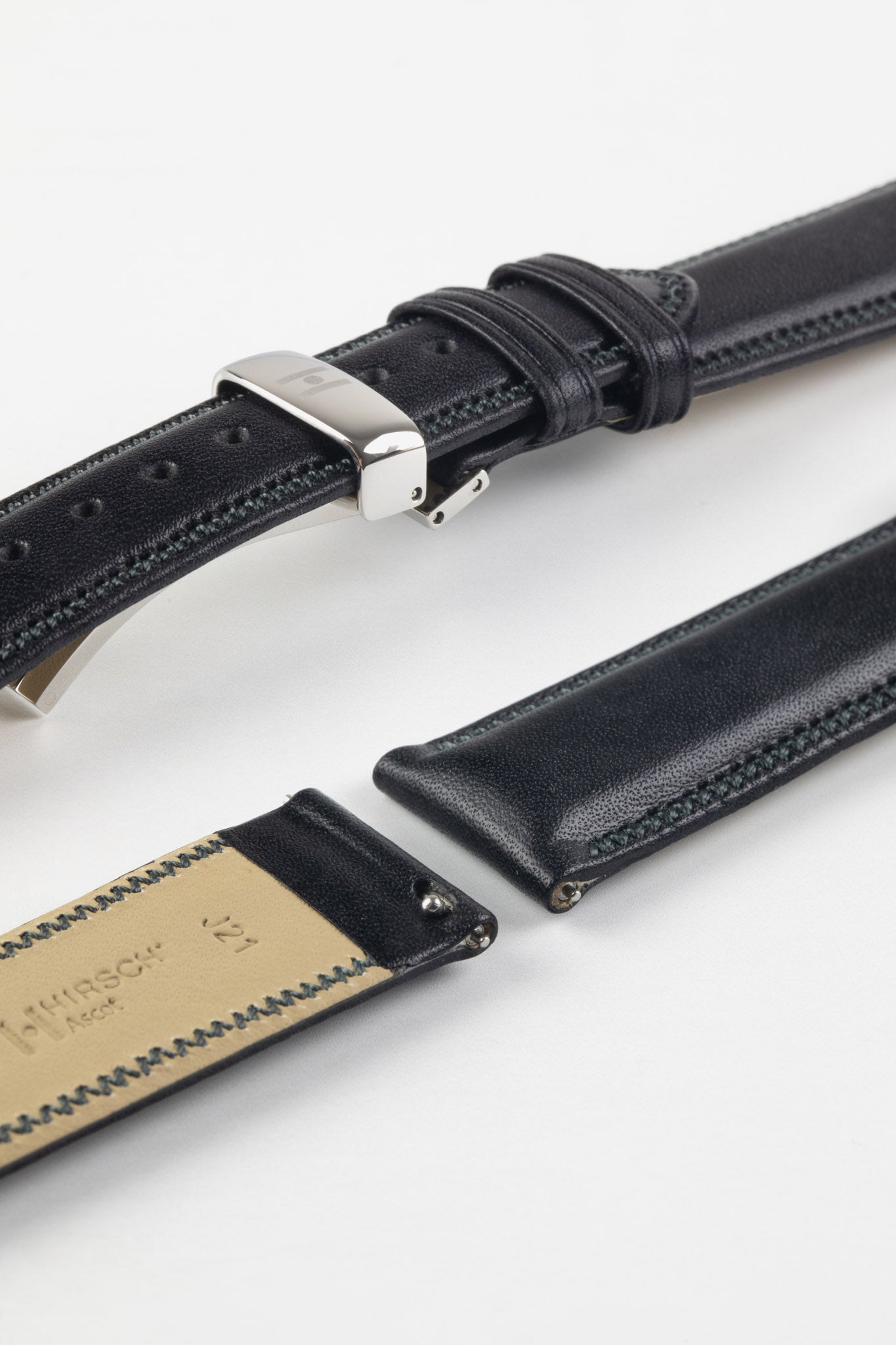 Hirsch ASCOT English Leather Watch Strap in BLACK