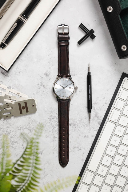 Hirsch ASCOT English Leather Watch Strap in BROWN