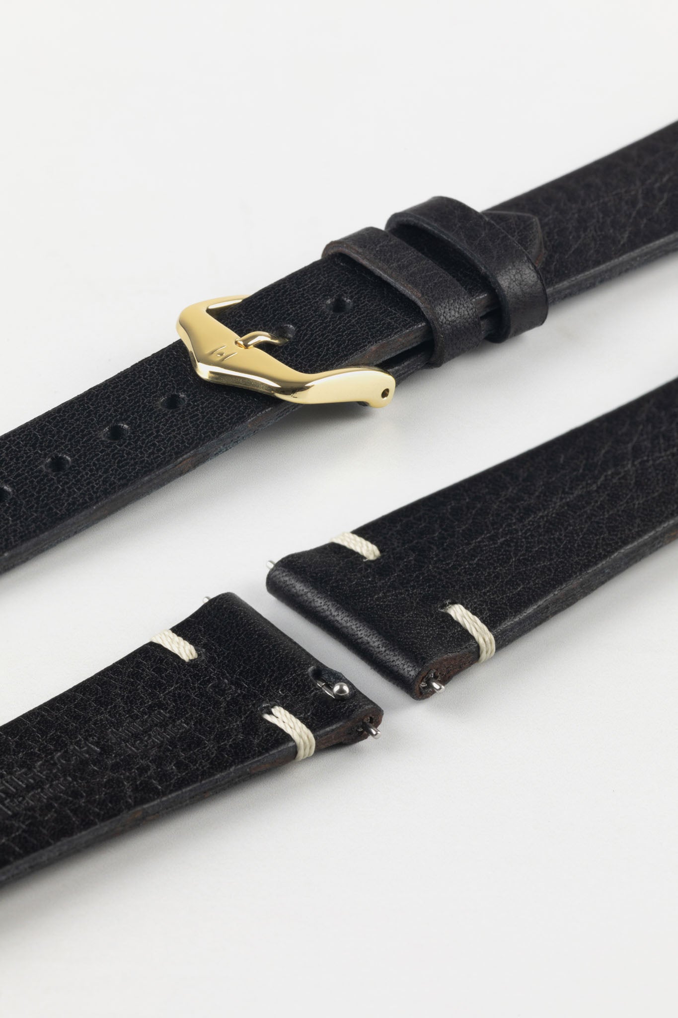 black vintage leather watch strap