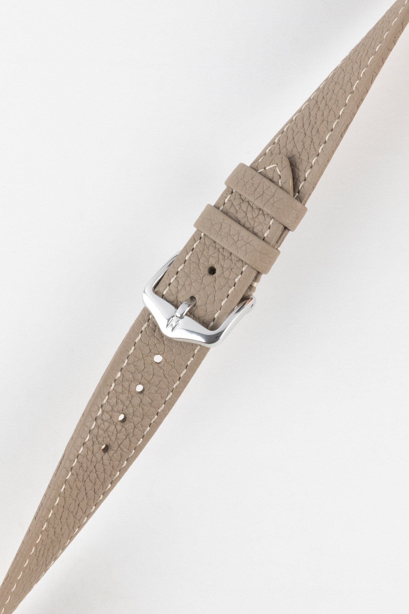 Taupe Hirsch Bologna watch strap stretched and twisted showing flexibility 