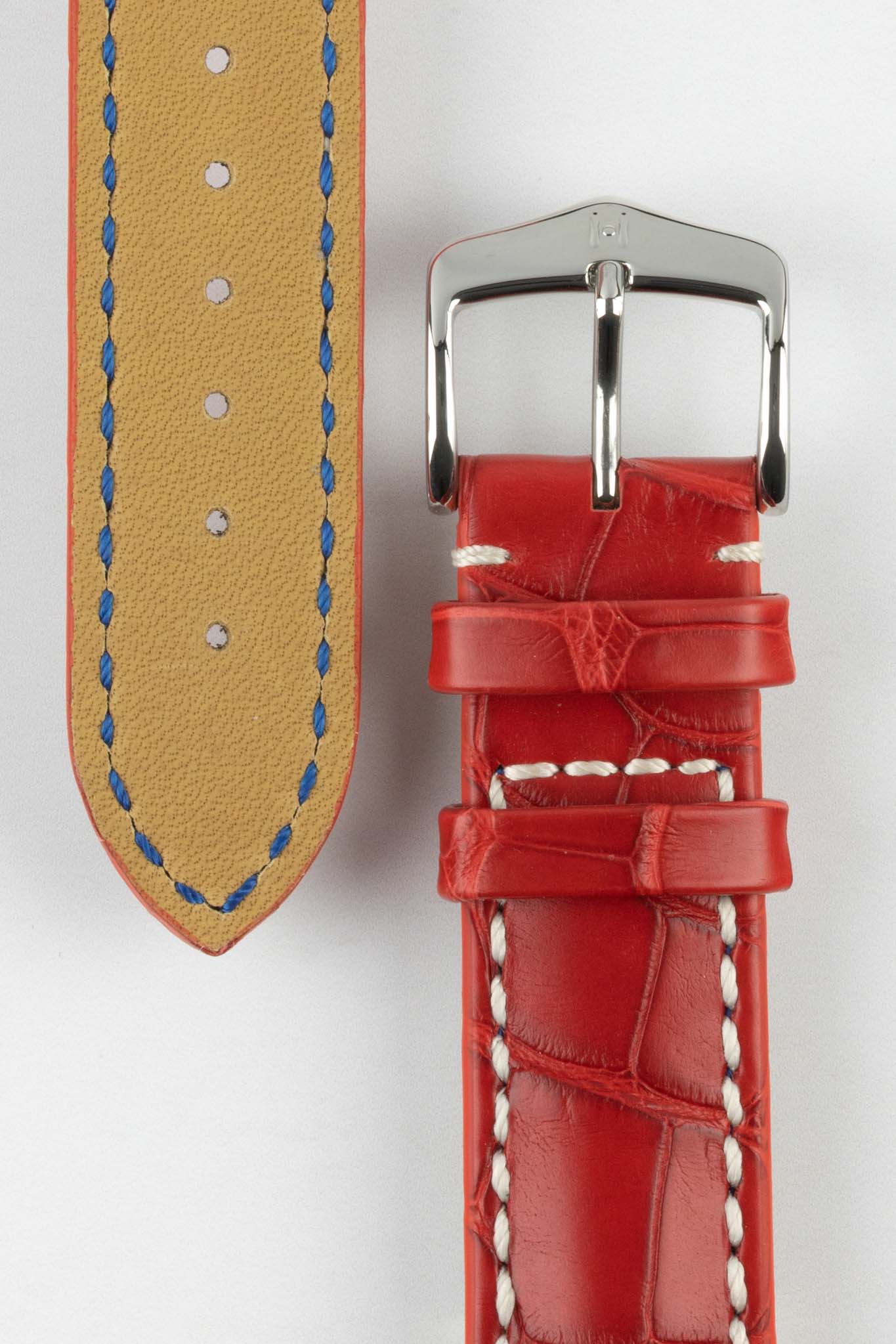 red alligator leather watch strap 