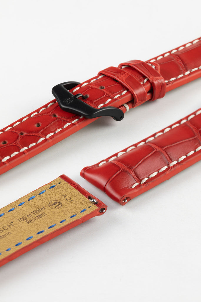 red alligator leather watch strap 