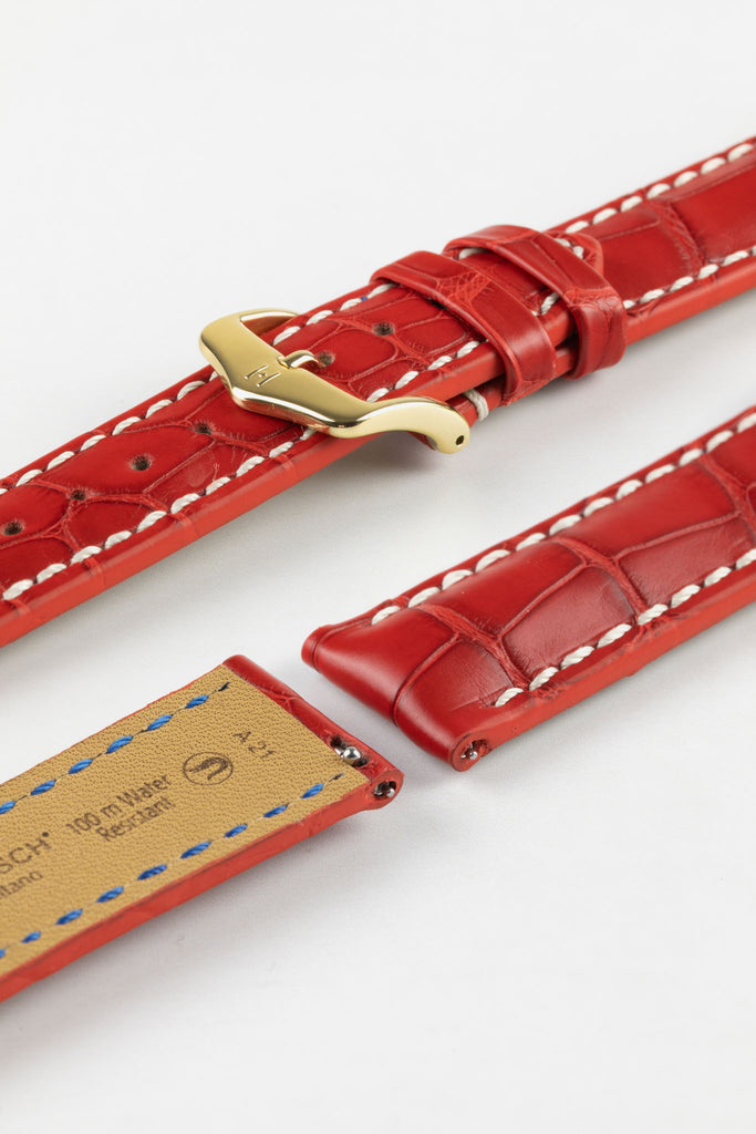 red alligator leather watch strap 