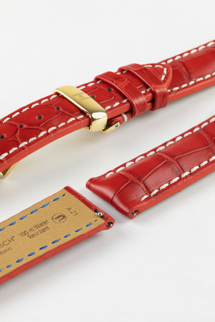 red alligator leather watch strap 