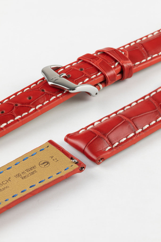 red alligator leather watch strap 