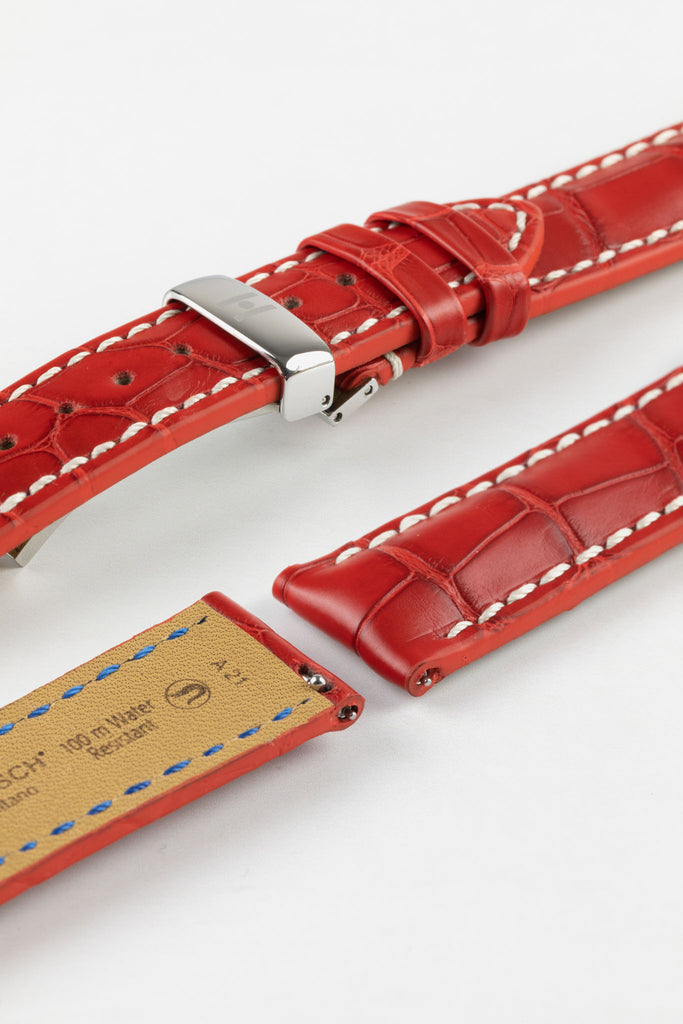 red alligator leather watch strap 