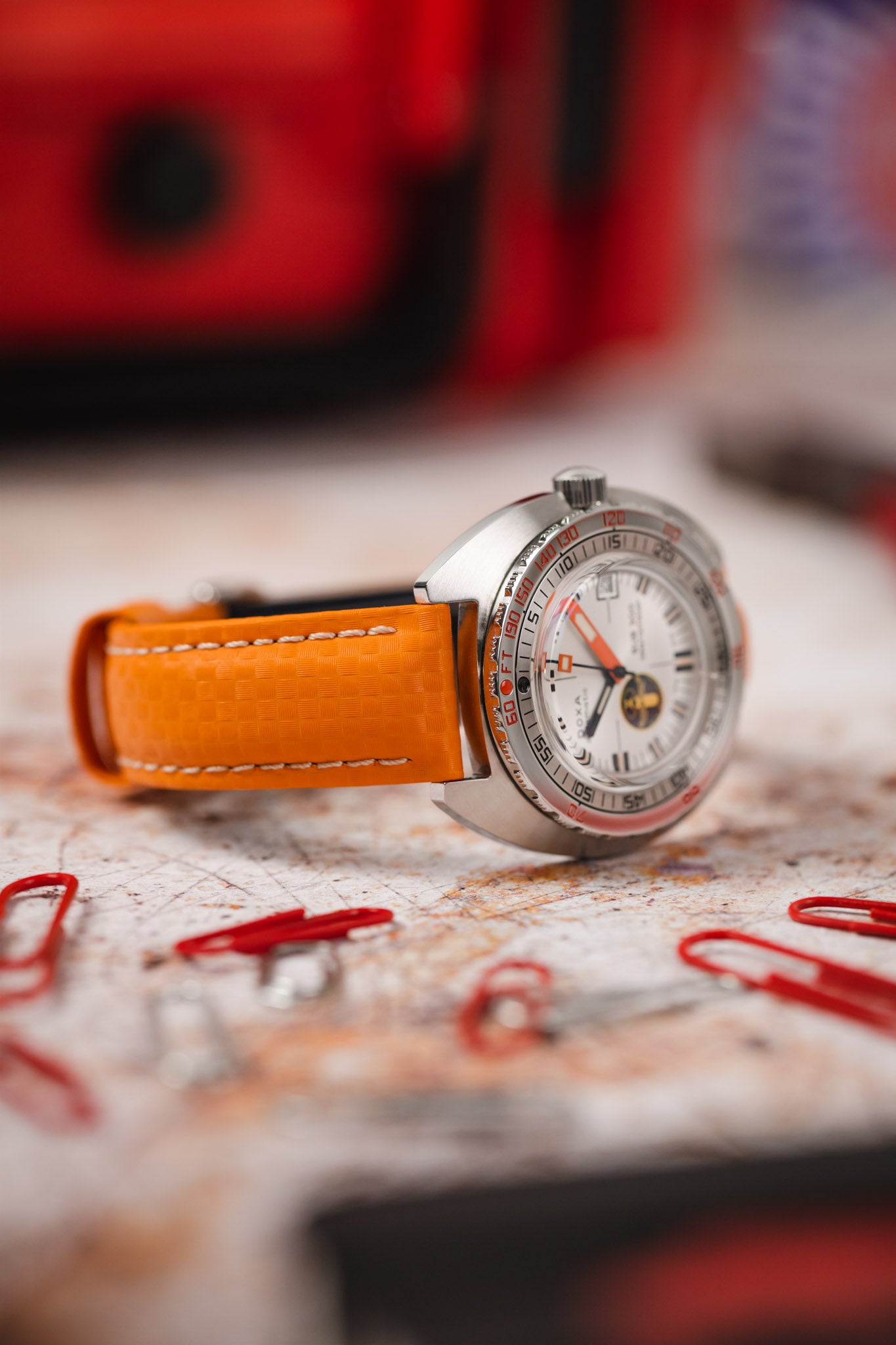 Orange Leather Watch Strap