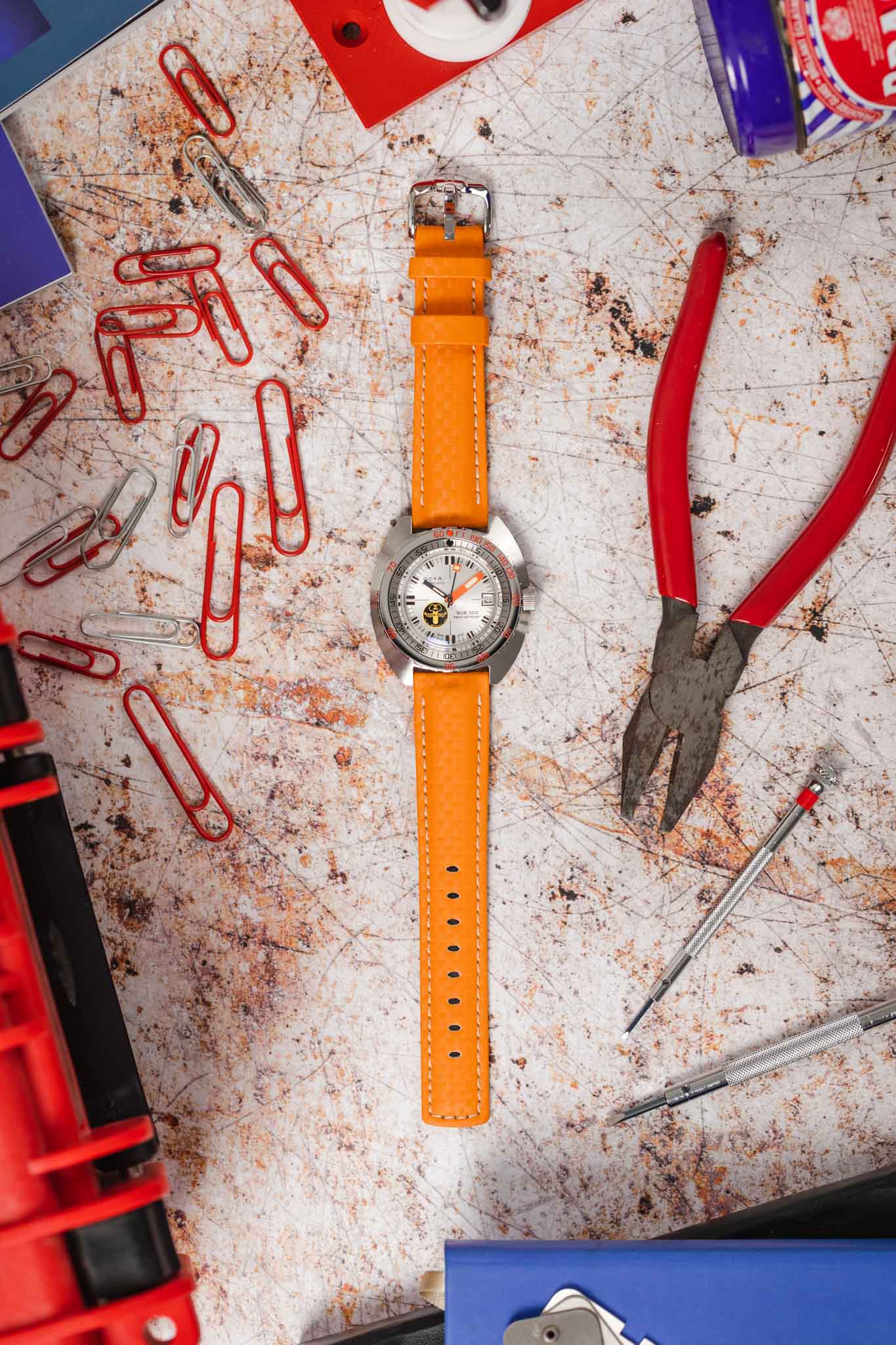 Orange Leather Watch Strap