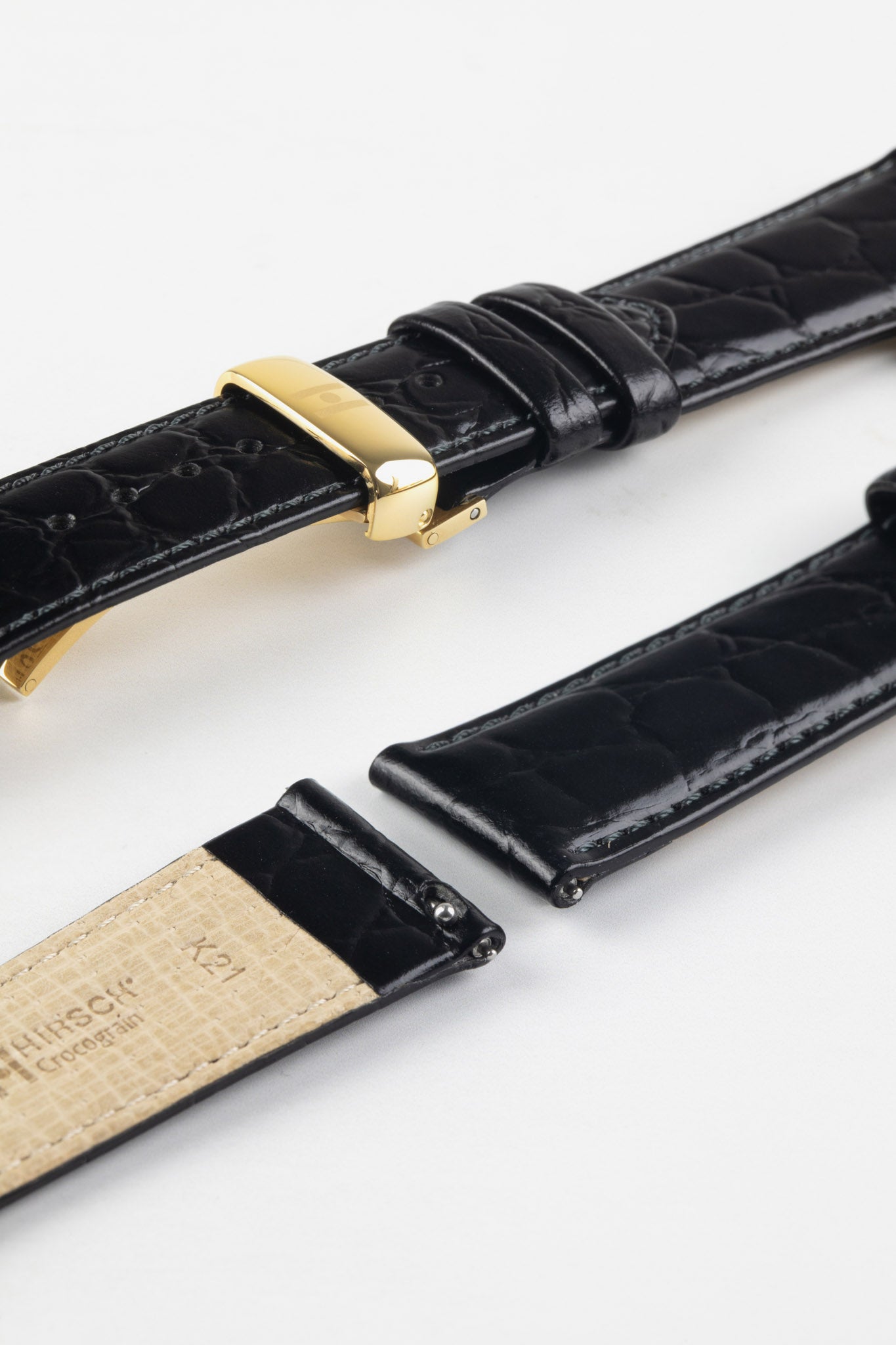 Tissot 19mm Black Croc Embossed Leather Watch Strap
