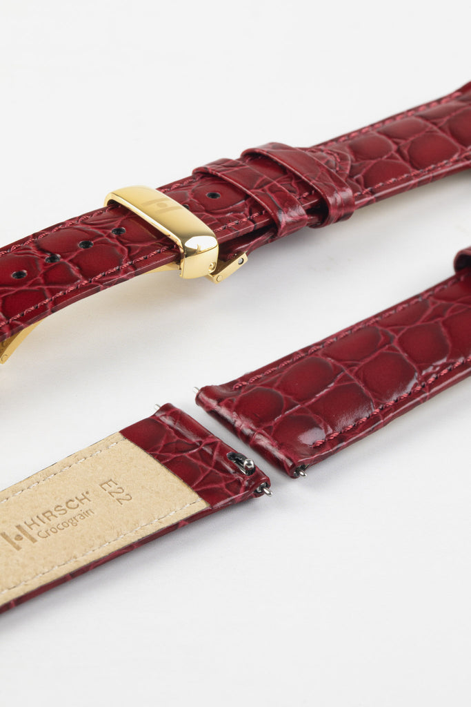 burgundy crocodile watch strap 
