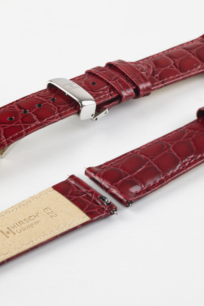 burgundy crocodile watch strap 