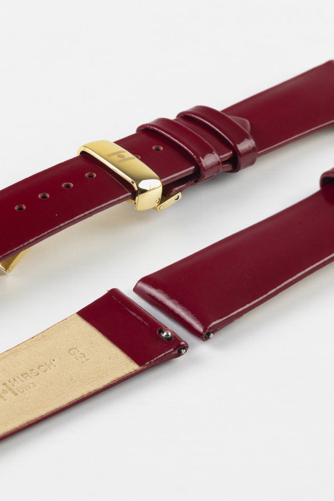 womens burgundy red leather watch strap 