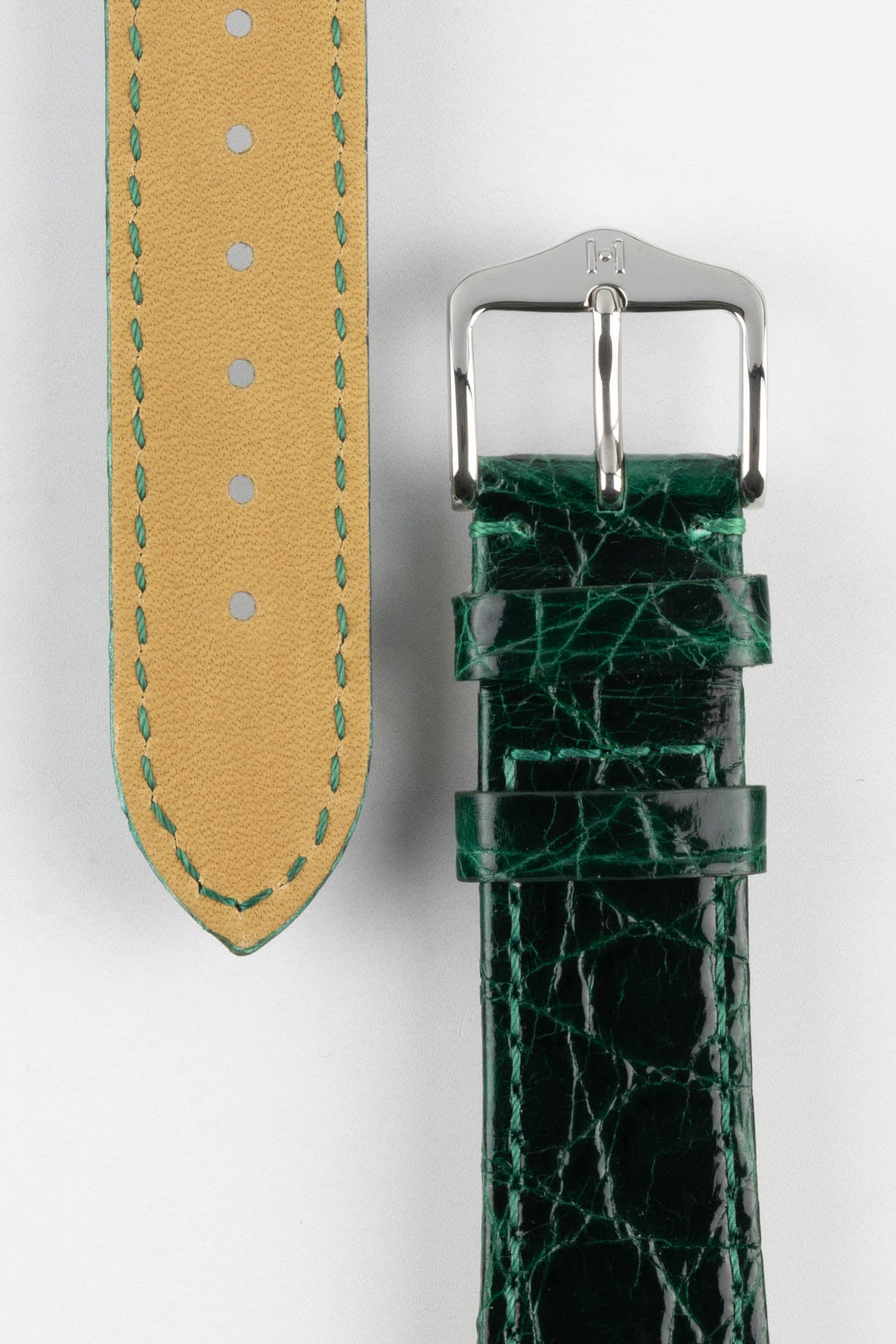 BESPOKE GENUINE LIGHT GREEN CROCODILE LEATHER WATCH STRAP HDOS25