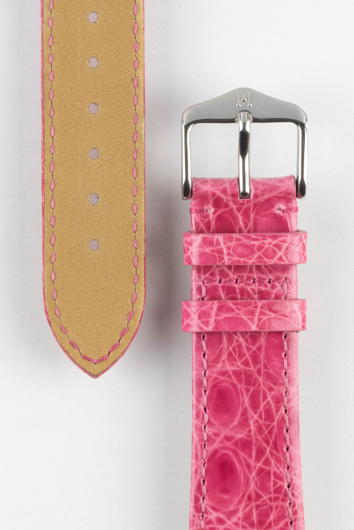 Crocodile Skin Watch Strap, Pink