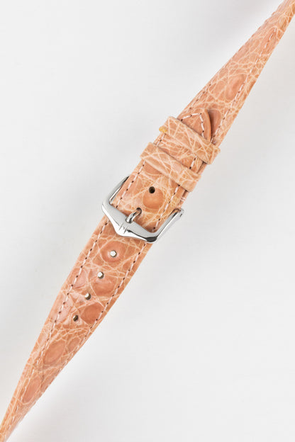 Hirsch GENUINE CROCO Shiny Crocodile Leather Watch Strap in ROSA