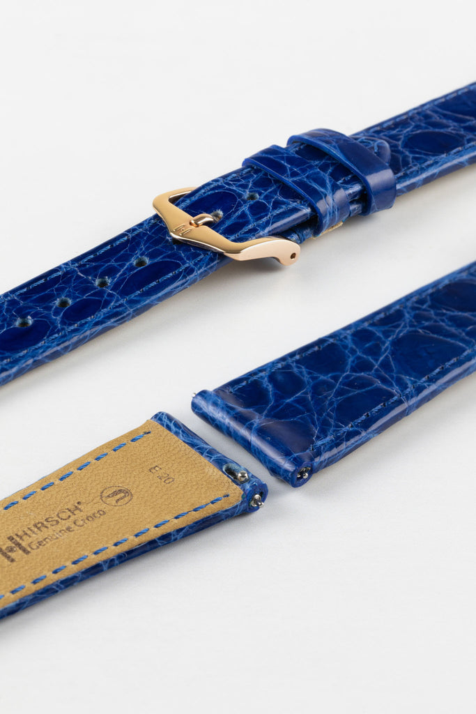 blue crocodile leather watch strap