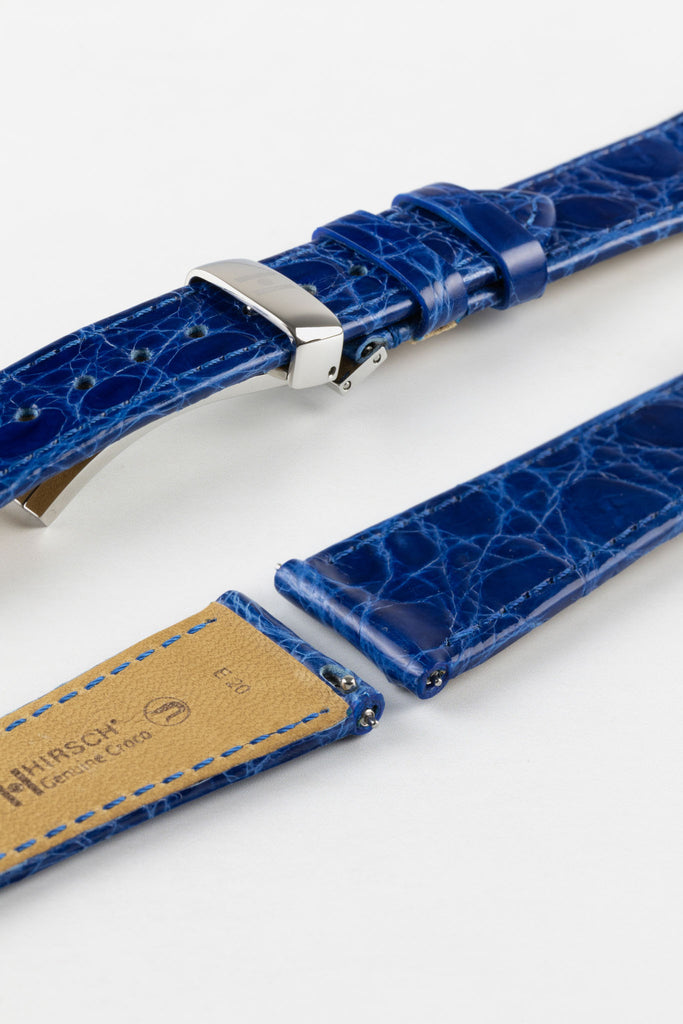 blue crocodile leather watch strap