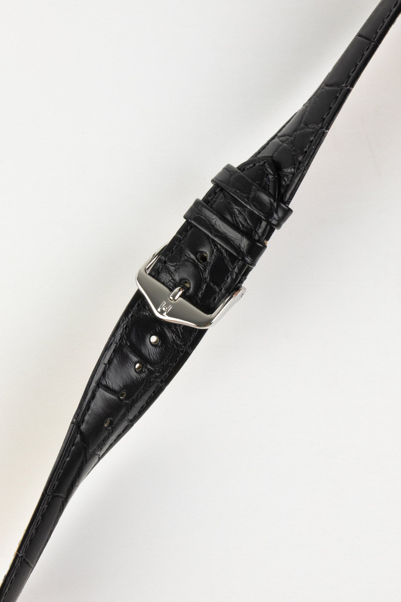 Hirsch GENUINE ALLIGATOR Louisiana Alligator Quick-Release Watch Strap in BLACK