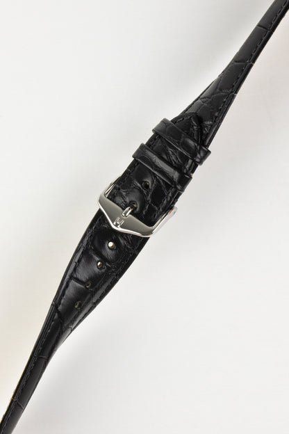Hirsch GENUINE ALLIGATOR Louisiana Alligator Quick-Release Watch Strap in BLACK