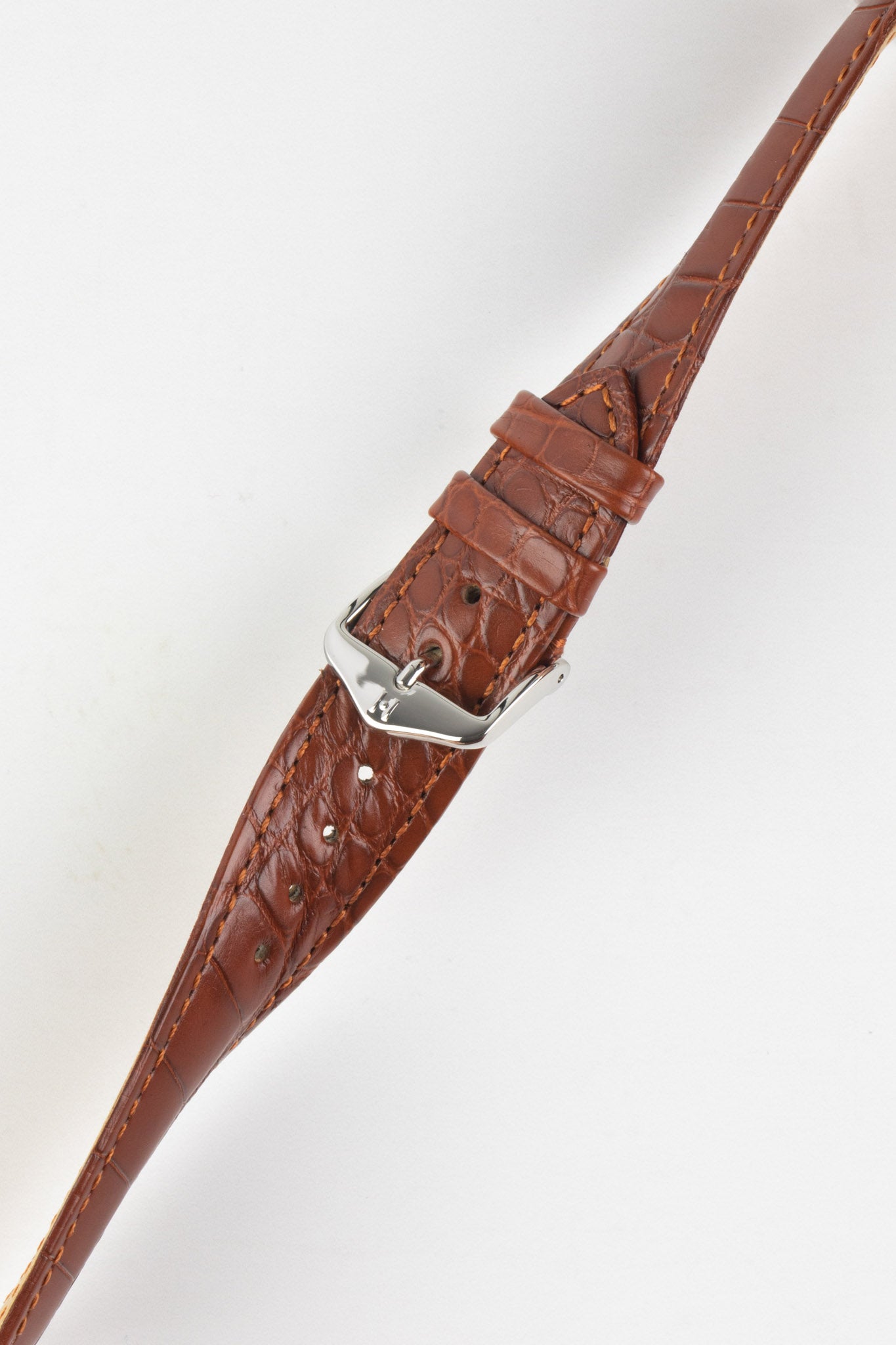 Hirsch GENUINE ALLIGATOR Louisiana Alligator Watch Strap in GOLD BROWN