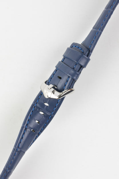 Hirsch GRAND DUKE Water-Resistant Alligator Embossed Sport Watch Strap in BLUE