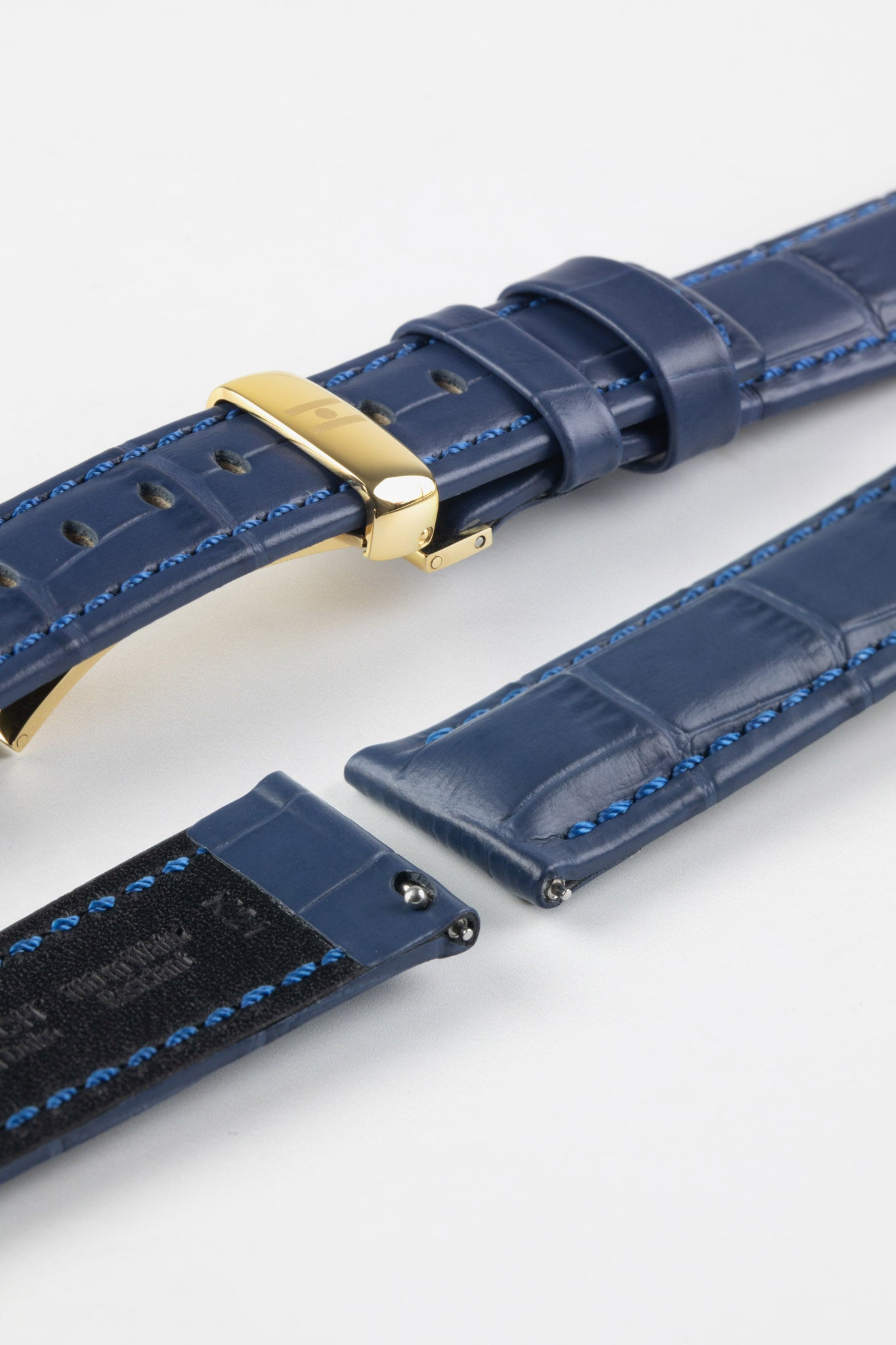 Hirsch GRAND DUKE Water-Resistant Alligator Embossed Sport Watch Strap in BLUE