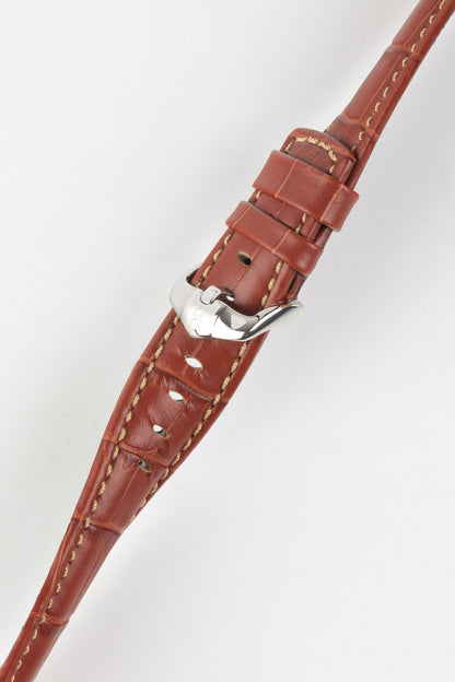 Hirsch GRAND DUKE Water-Resistant Alligator Embossed Sport Watch Strap in GOLD BROWN