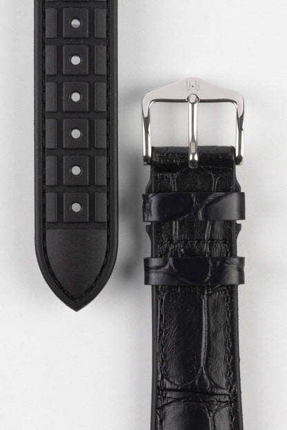 Hirsch IAN Louisiana Alligator Leather Performance Watch Strap - BLACK