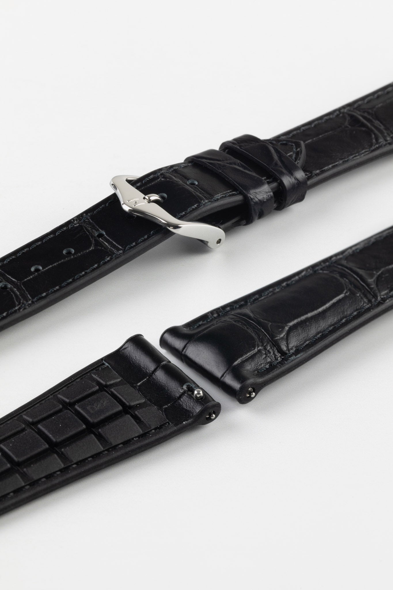 Hirsch IAN Louisiana Alligator Leather Performance Watch Strap - BLACK