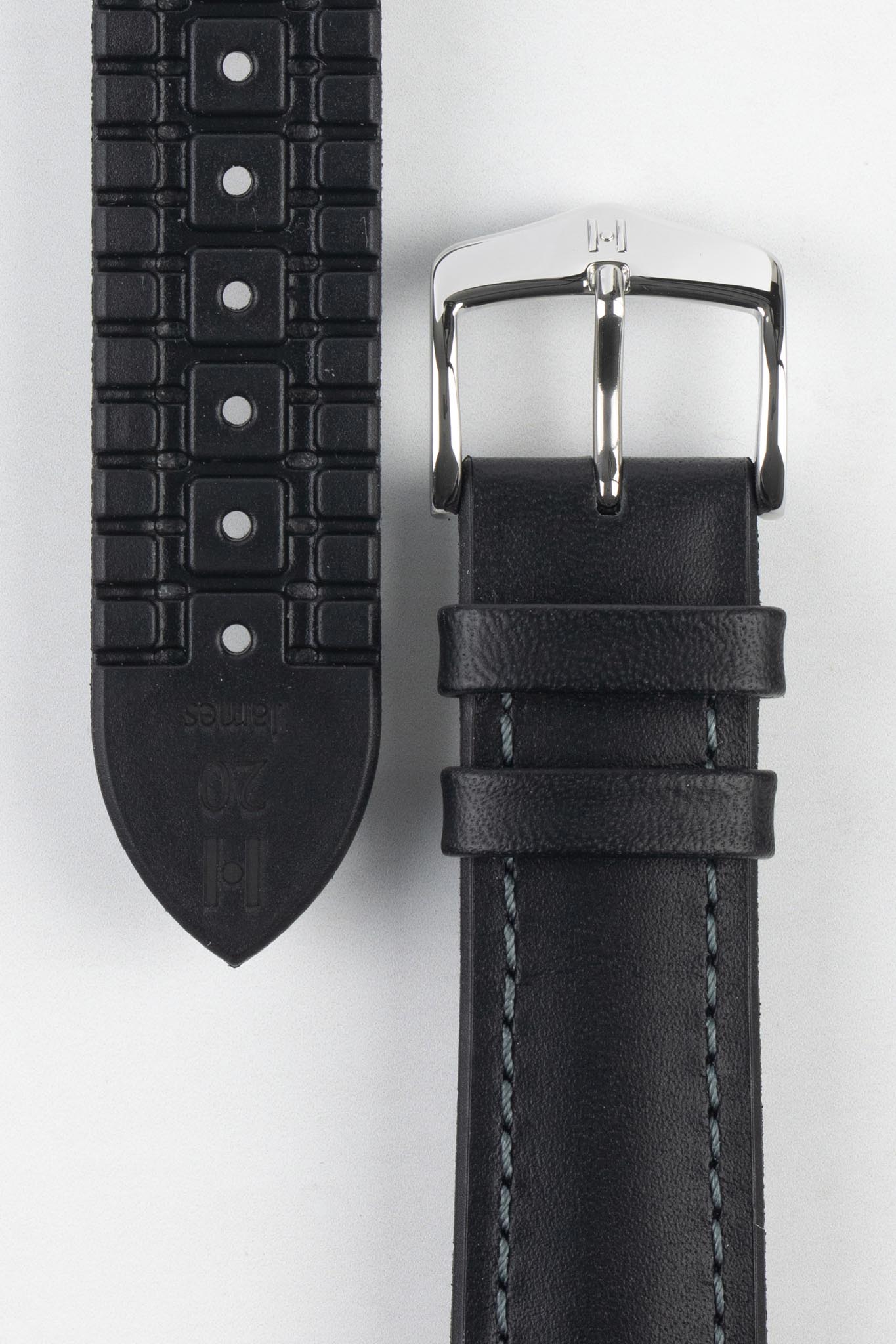 Hirsch JAMES Calf Leather Performance Watch Strap in BLACK