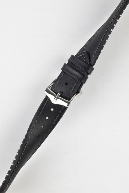 Hirsch JAMES Calf Leather Performance Watch Strap in BLACK