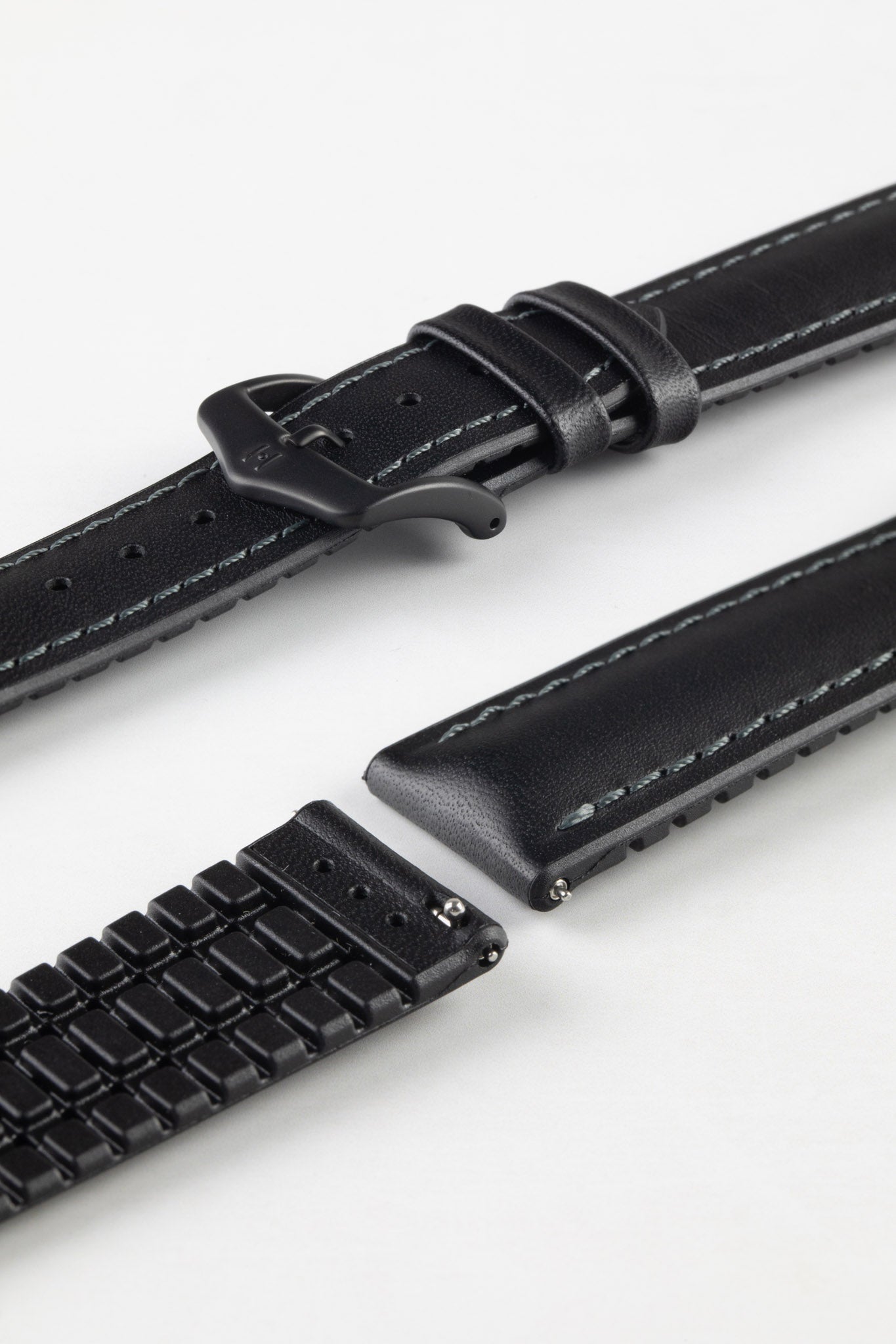 Hirsch JAMES Calf Leather Performance Watch Strap in BLACK