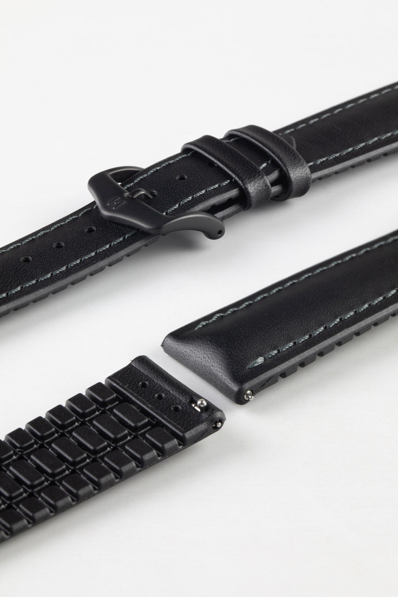 Hirsch JAMES Calf Leather Performance Watch Strap in BLACK